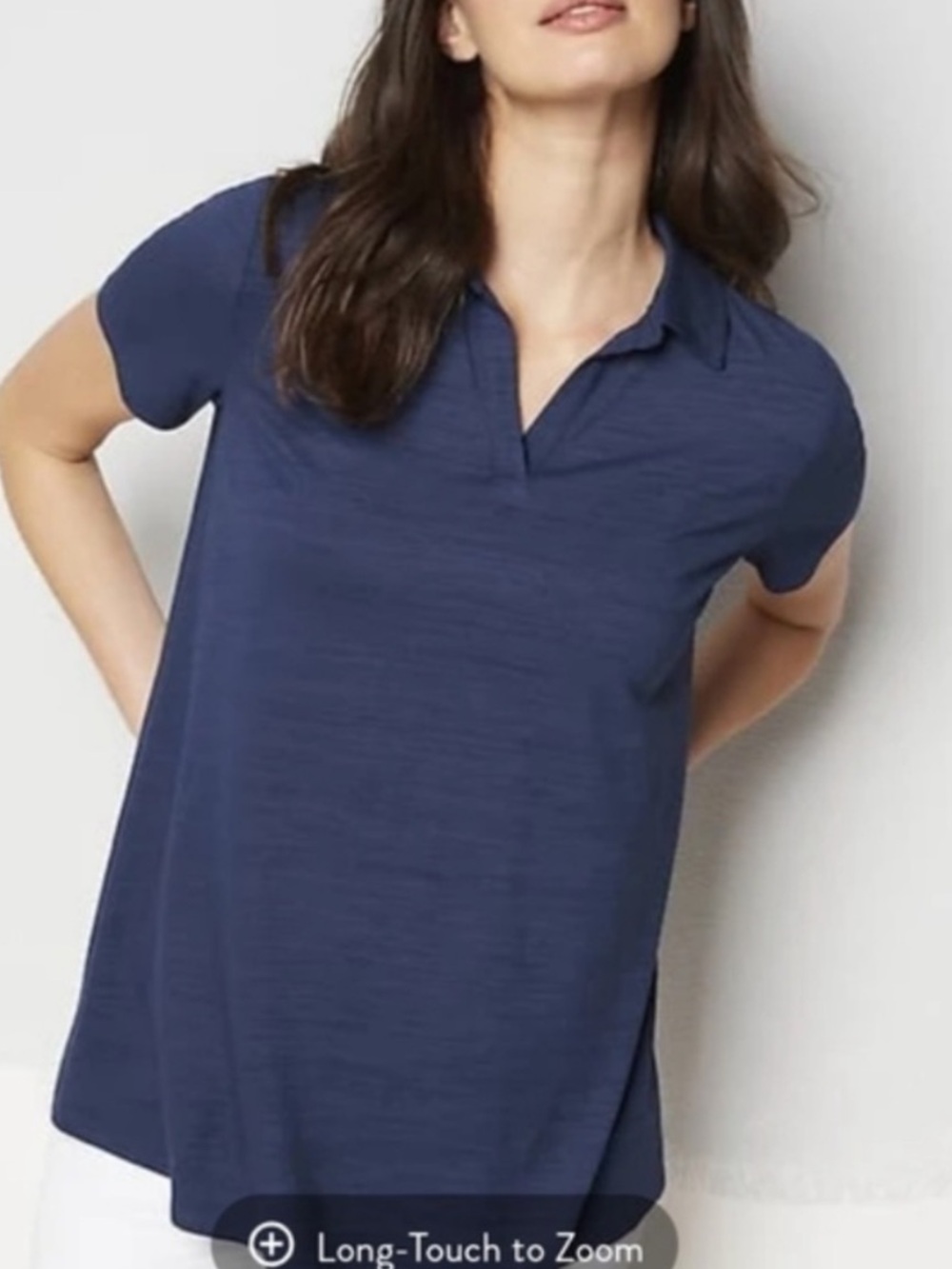 J. Jill Wearever Collection Navy Blue Shirt Sleeve Polo Shirt, Size L, NWT